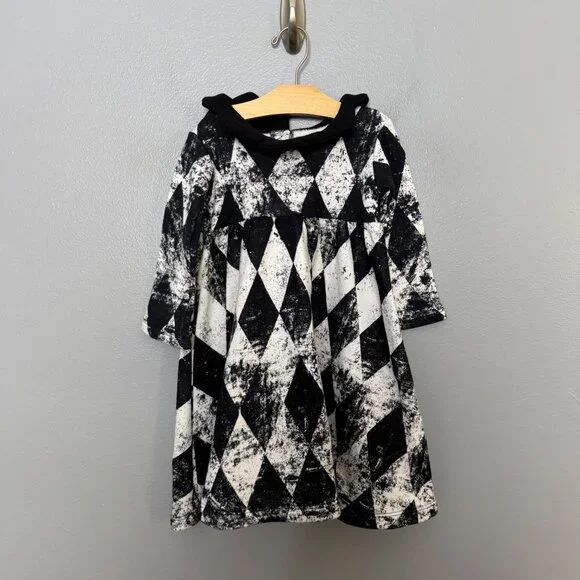 QUINN AND FOX diamond print long sleeve sweatshirt dress size 2/3 years - Picture 1 of 7